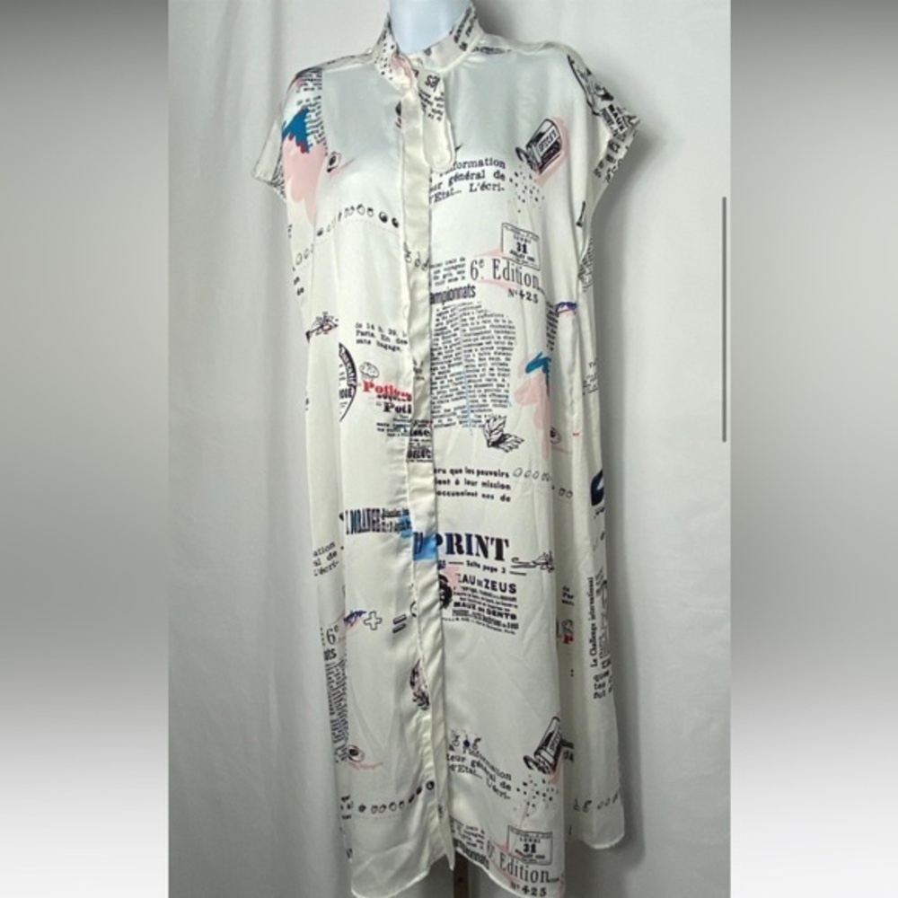 Gabby Isabella Newsprint dress with slip, NWT, size M